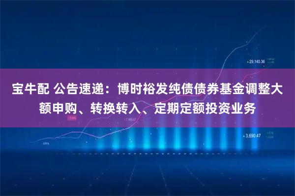 宝牛配 公告速递：博时裕发纯债债券基金调整大额申购、转换转入、定期定额投资业务