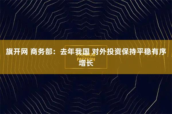 旗开网 商务部：去年我国 对外投资保持平稳有序增长